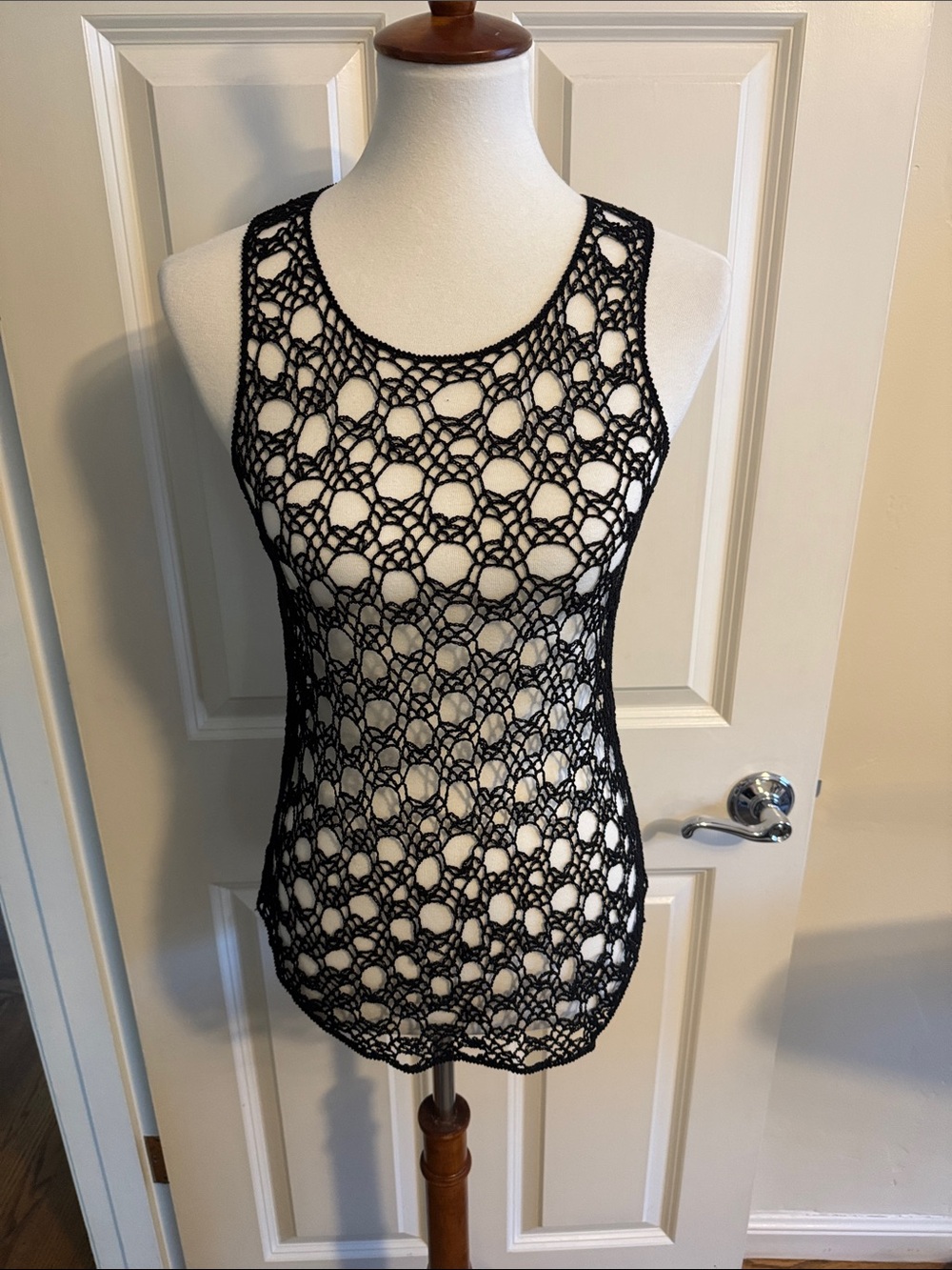 Eileen Fisher Black Crochet Sleeveless Tank Top - Women's